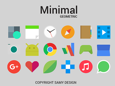 Minimal Geometric Icons android androidlancher calendar chrome geometric google googleplus icons minimal minimalistic whatsapp