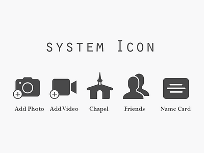 iOS - System Icons add card chapel clean dark friends ios iosdesign name photo system video