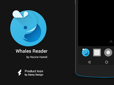 Whale Reader - Material Design Icon android blue design google icon material materialized reader readitlater whaleicon whales