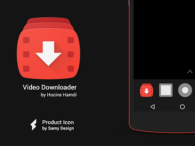 Video Donwloader - Material Design Icon android design donwloader donwloadericon google icon material materialized red video videodonwload