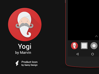 Yogi - Material Design Icon android beardmoustache design google icon material materialized moustache oldman red yogi