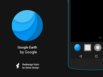 Google Earth - Redesign - Material Design Icon blue box dark design earth google googleearth icon map material materialize materialized