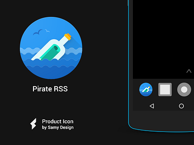 Pirate Rss - Material Design Icon android bottle design google icon material materialized messageinbottle pirate piratetheme rss