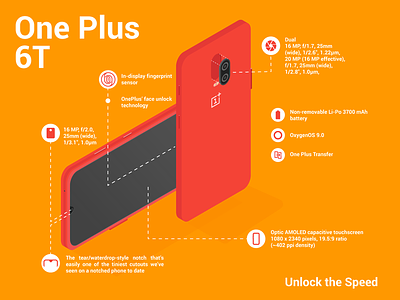 One Plus 6t - Unlock the speed 6t android android app design illustration infographic isometric isometric illustration like likeforlike one oneplus orange