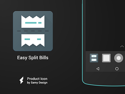 Easy Split Bills - Material Design Icon android application bills billsplit blue dark design google icon illustration ios logo material materialdesign materialize materialized pack split teal vector