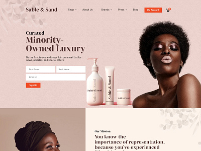 Sable & Sand beauty branding typography website design women