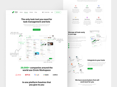 Circle - Task Management Landing Page clean design hero hero section kanban kanban board landing landing page project management project manager tool software software management task management trend ui uidesign uiux user interface web design website