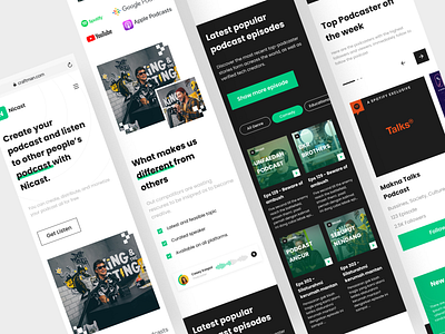 Nicast - Responsive Podcast Landing Page app audio clean design landing page live streaming minimalist mobile podcast responsive streaming app ui uidesign uiux web website whitespace