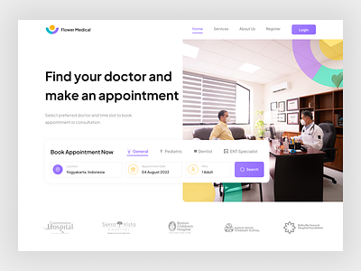 Flower Medical - Hero Section appointmnet book appointment booking doctor clean clinic dental doctor doctor appointment healtcare health hero section landing page medic medical app patient ui uidesign uiux web app website