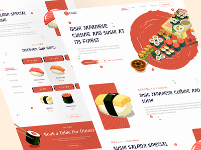 Oishī - Japanese food restaurant landing page cuisin delivery eat food food delivery food landing page food restaurant foodie japan japanese japanese food japanese restaurant landing page product design responsive sushi ui web web design website