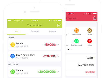 Expense App app application design expense finance ios mobile money ui ux