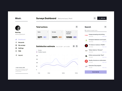 Survey Providers Dashboard - Website concept