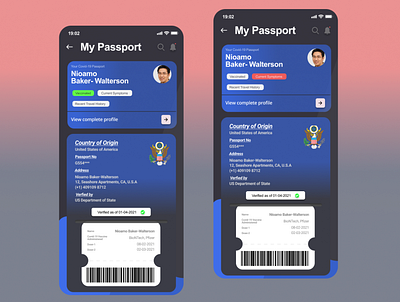 Covid-19 Passport app concept covid19 design passport ui ux