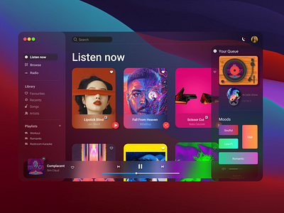 Apple Music Redesign 2021 3d app apple concept dailyuichallenge glassmorphism macos music redesign renders ui ux