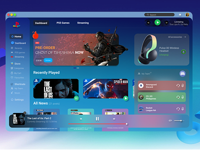 Sony desktop app app concept dailyuichallenge design desktop games ps5 sony ui ux