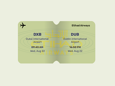 Flight Ticket Stub airplane airways concept dailyuichallenge design dubai dublin etihad flight illustration stub ticket vector