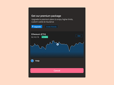 Ethereum Premium Overlay concept crypto cuurency dailyuichallenge design eth ethereum exchange illustration overlay popup premium upgrade vector