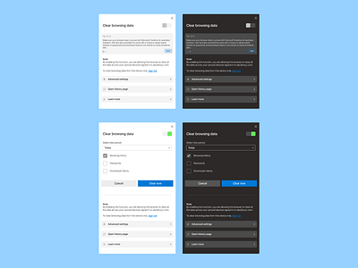 Browser history modal browser chrome cookies design edge history illustration internet microsoft modal popup safari ui ux vector