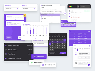 Calendar Components calendar components dailyuichallenge date design elements invite meet microsoft time ui ux virtual