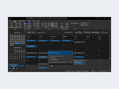 Microsoft Outlook Calendar [Dark Mode] calendar dark design integrate microsoft mode outlook recreate ui ux