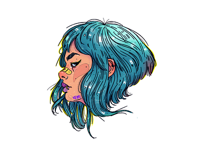 bluehair girl \ random character character character creation character design digital digital art digitalart gamecharacter girlillustration illustration illustrationart portrait portrait illustration sketch