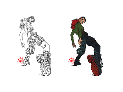 combat girl character character creation character creator character design combat digital art fighting game game character girl illustration portrait portrait illustration weapon