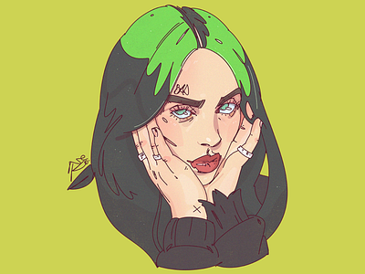 billie eilish - bad guy duh! billie eilish character character creation character design design digital art digital portrait illustration music portrait portrait illustration sketch