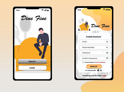 Dine Fine Restaurant Signup Page design ui