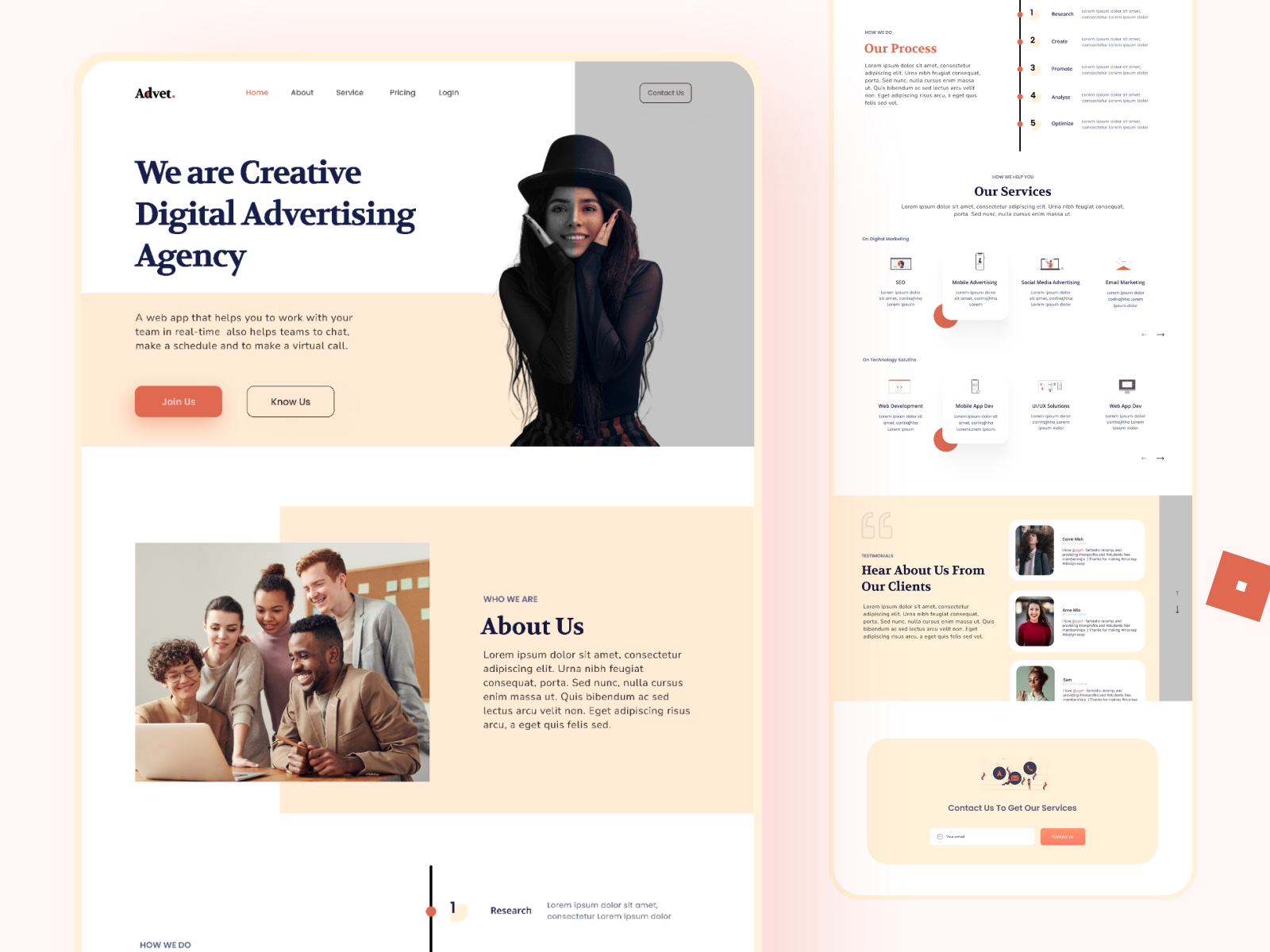 Advet Landing Page Design by Sriram Ramesh on Dribbble