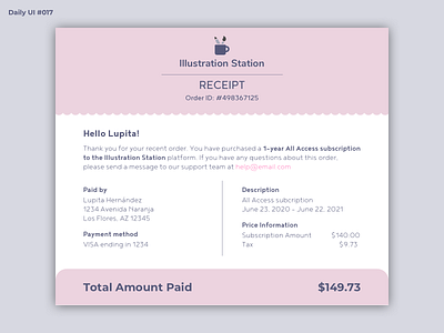 Daily UI #017 - Email Receipt