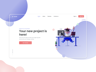 woork - marketplace for designers 3d blob design designer designers illustration job landing page landingpage marketplace ui ui design ui designer web web design website design work