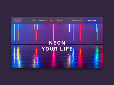 Neon shop app design flat typography ui ux web website