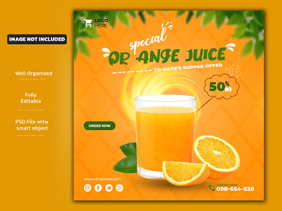 Fresh juice social media promotion post banner template