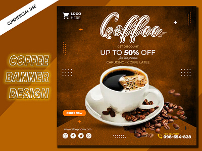 Creative Social media post design for coffee shop banner coffe banner coffee coffeeshop delicious delicious food discount elegant food free download free resource illustration instagram pos modern post restaurant sale set banners tasty template