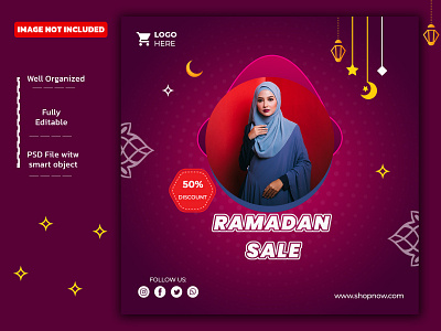 Ramadan sale social media post banner template