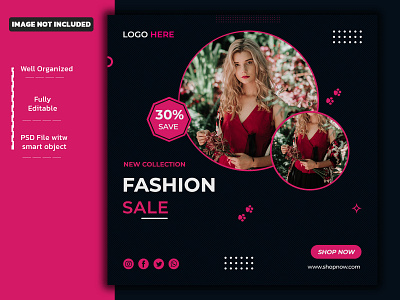 Social media post banner template with fashion sale