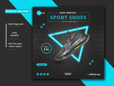 New arrival sport shoes social media post Template PSD banner banner ad branding creative discount facebook post insta post instagram post logo design new arrival shoes sale shoes shoes design shoes promotion social media post sport shoes web banners