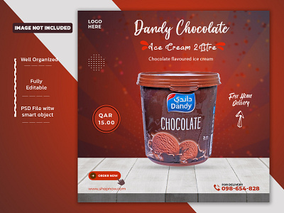 Chocolate Flavour Ice cream Social Media Banner Template bakery menu birthday banner brown cafe cake chocolate ice cream cocktail discount drink facebook post gold banner ice cream cone ice cream poster instagram banner social media design social media post travel banner