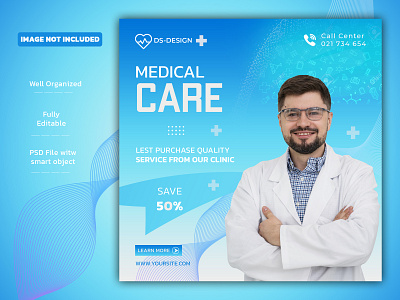 Medical Care banner template with Free