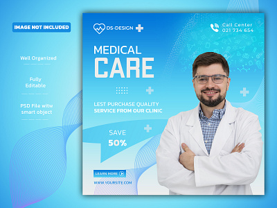 Medical Care banner template with Free banners branding design facebook post illustration instagram banner instagram post logo social media design