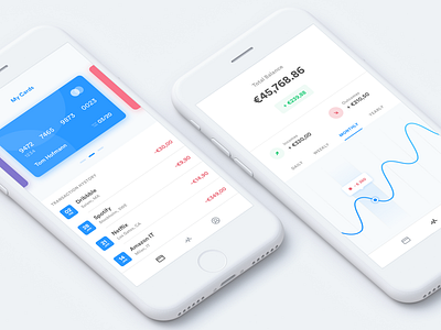 Wallet app ios iphone card chart credit cart finance income clean flat shadows minimal white dashboard statistics wallet graph modern payment money bill shop ico bitcoin stats crypto currency subscription manager ui ux fintech design mobile