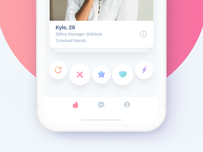 TinderX - Close-up cards clean light minimal dating flat glossy gradient matte ios app iphonex match shadow tinder typography white