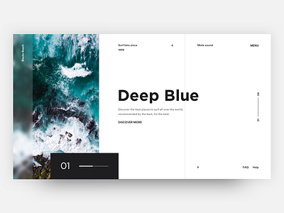 Wave design ui ux grid white blank theme minimal clean flat design surf beach sea sport ocean travel places wave gallery web landing product page