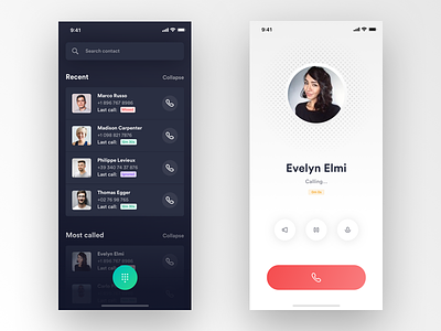 Phone app ios iphone grid typography phone call contact list profile control utility tool ux ui interaction