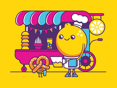 Yellow illustration kids lemon lemonade pretzel