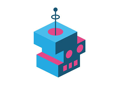 Broken Robot broken isometric logo robot simple space age