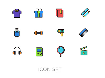 Category Icon Set beauty books category clothing fitness games gifting grooming home music navigation travel