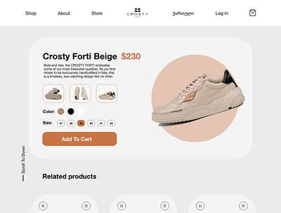 Crosty shop page graphic design ui