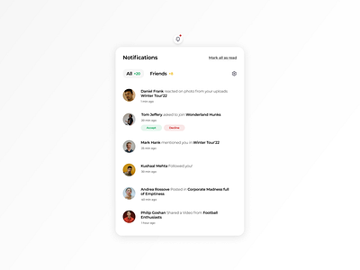 Notifications Component accessibility clean design component dashboard figma minimal notifications product design social media ui widget