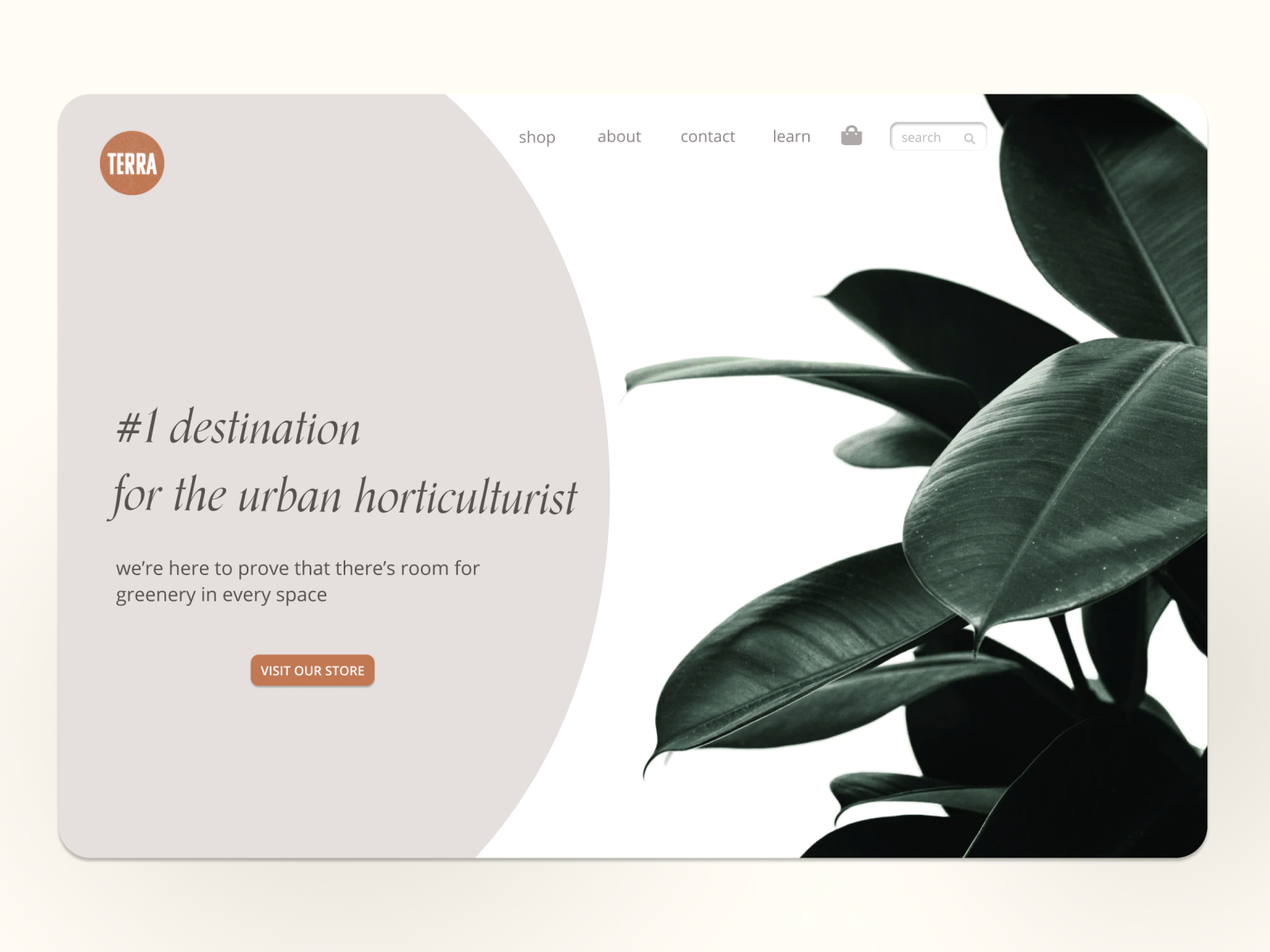 Landing page for urban plant boutique by Sasha Polar on Dribbble